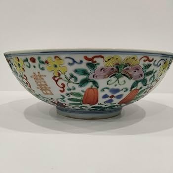 w151 南京色絵花丸文鉢 清朝時代 粉彩花文茶碗 唐物古染付 煎茶碗　C Amazon.co.jp: w151 南京色絵花丸文鉢 清朝時代 粉彩花文茶碗 唐物古染