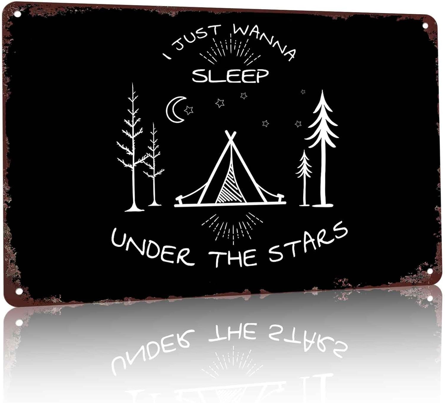 Camping Starry Night Sleep Metal Sign Camping Wall Decor 8 x 12 Inch