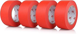 BOMEI PACK Red Painters Tape 2 inch Wide, Medium Adhesive Red Masking Tape Bulk Multi Pack, Residue-Free Wall Trim Tape, 2 inch x 55 Yards x 4 Rolls (220 Total Yards)