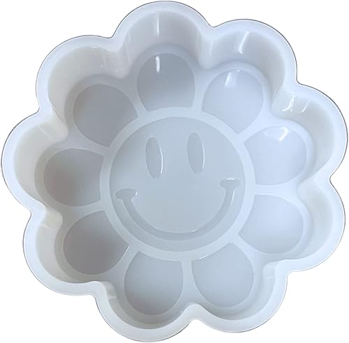 Molde de silicona Freshie para automóvil con diseño de flores de cara sonriente, estilo retro bohemio de los años 80, 3.5 x 3 x 0.08 pulgadas, para