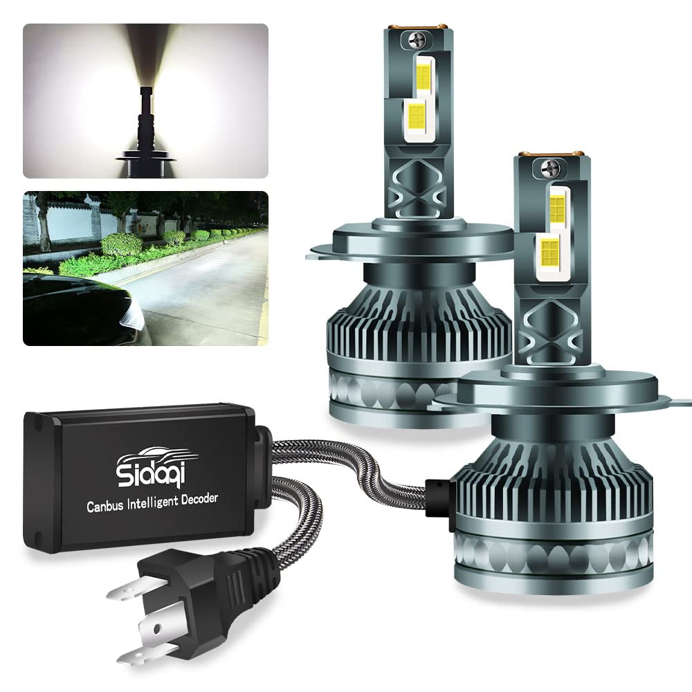 Lampadina LED H4 6000K Bianco, Alta Potenza Estremamente Luminosa 3570SMD 130W 27000LM H4 CANBUS LED Kit Conversione Lampadina Faro per Fascio Alto/Anabbagliante 12V (2 Pezzi)