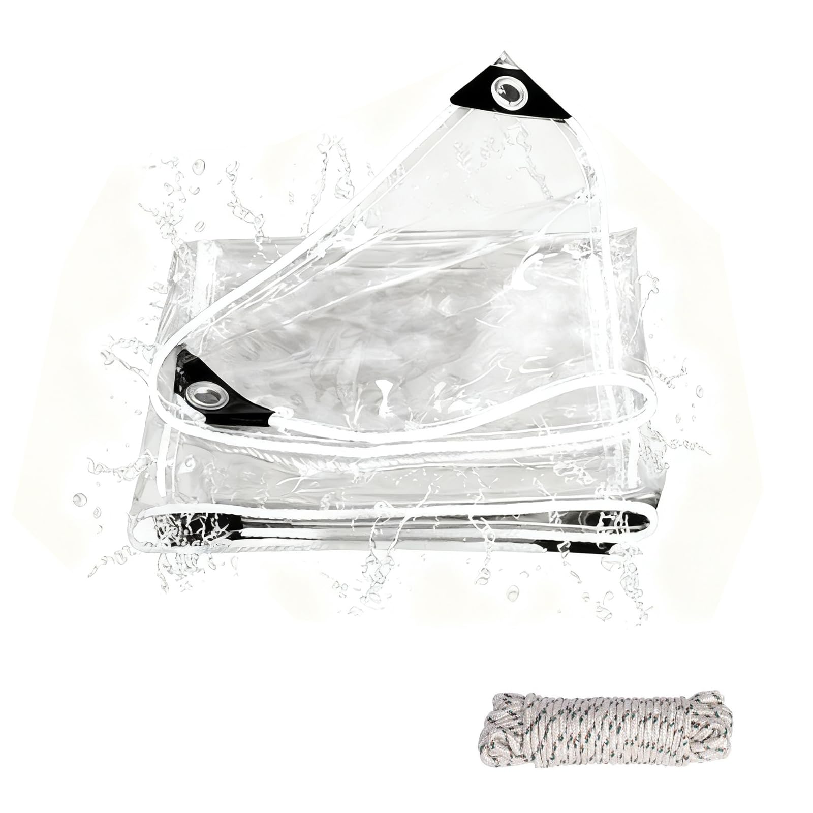 Bâche Transparente 140 x 310 cm Résistant Aux UV et à La Déchirure Bache Plastique Transparente Epaisse avec Œillets pour Pergola, Serre, Poulailler, Piscine, A