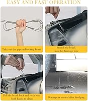 Vista 7 de OFBAND Herramienta de limpieza de drenaje de techo corredizo extendido de 60 pulgadas, cepillo de drenaje flexible de 90° de acero inoxidable