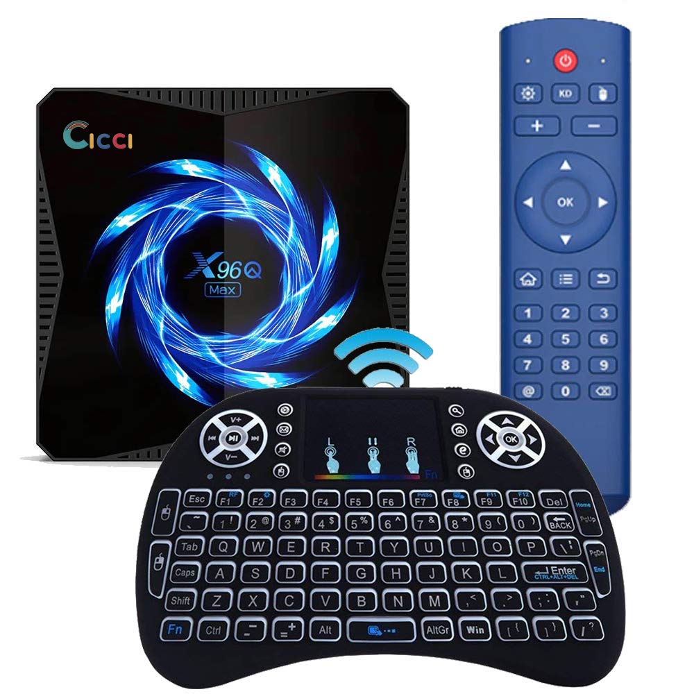 Android 10.0 TV Box,X96Q Max with Mini Wireless Keyboard Allwinner H616 4GB 64GB 2.4G/5.8GDual WiFi BT4.2 4K 6K Media Play...