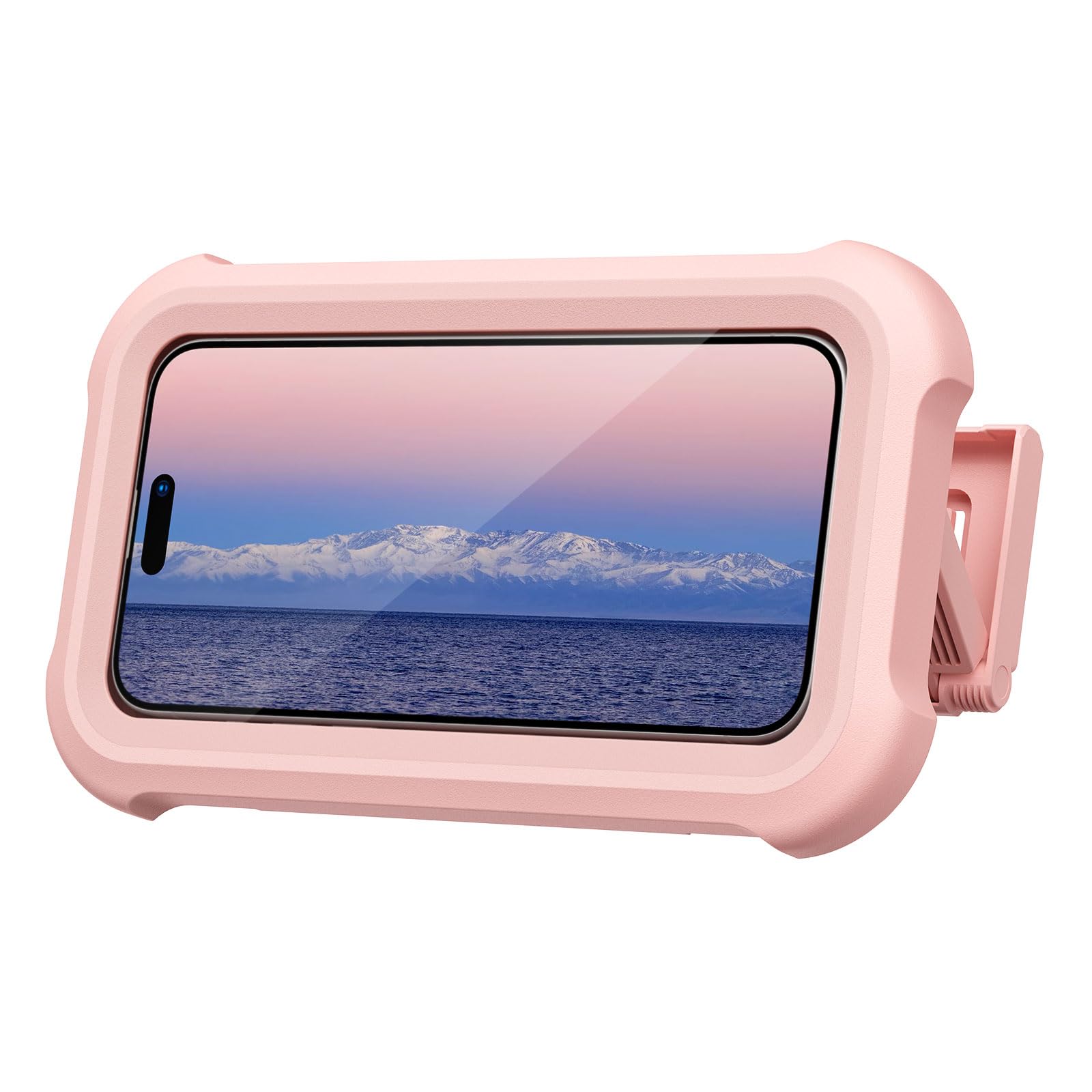 Lamicall Pink Waterproof Shower Phone Case Holder, 2-in-1 Wall Mount Stand