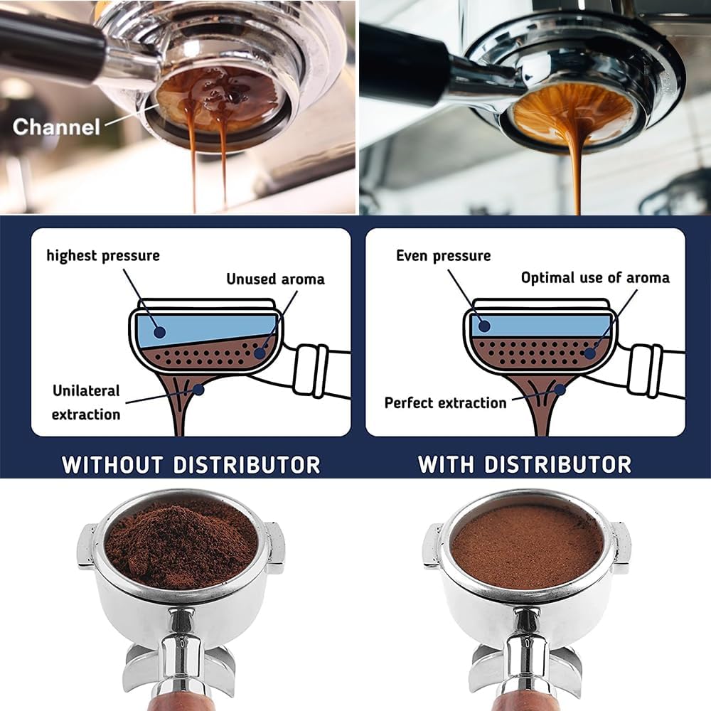 Sesama Coffee Distributor Espresso Tamper 51mm &Silicone Mat &Puck Screen for Breville and All 51mm Portafilter Barista Coffee Accessories (51MM) (B)