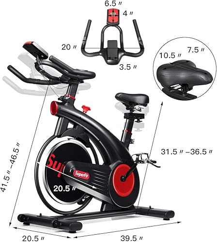 Miniatura 7 de GYMAX Bicicleta estática para interior con volante de acero y monitor de frecuencia cardíaca, funcionamiento silencioso para el hogar, gimnasio,