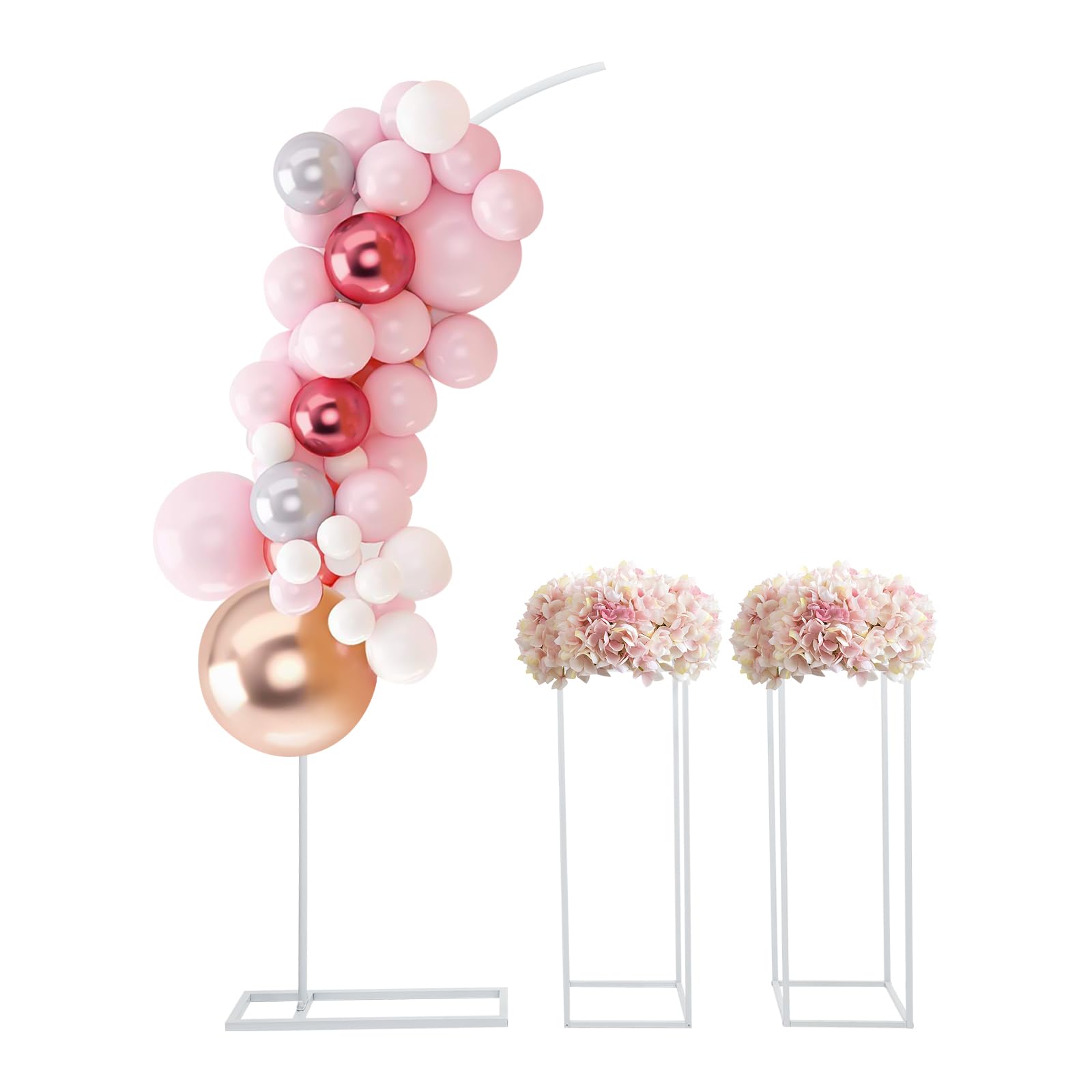 LUNUMAOS Backdrop Stand Tube Kit, 3.3*3.9ft Table Pole Stand, Adjustable Metal Table Arch Stand, Table Clip Stand for Parties and Wedding Photography,Gold