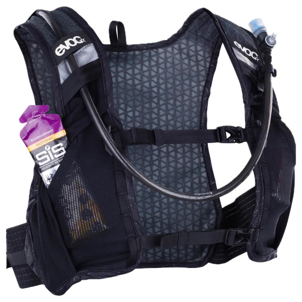 Zaino idratante EVOC HYDRO PRO ULTRA 1,5, zaino con sacca idrica da 1,5 l per l'uso in gara (vestibilità aderente al corpo, tasche facilmente accessibili, zaino riflettente), nero