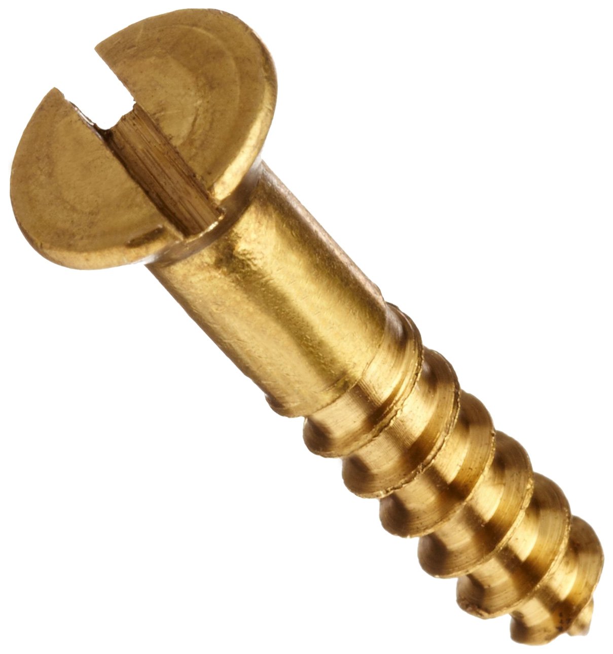 Brass Wood Screw, Flat Head, Slotted Drive Industrial