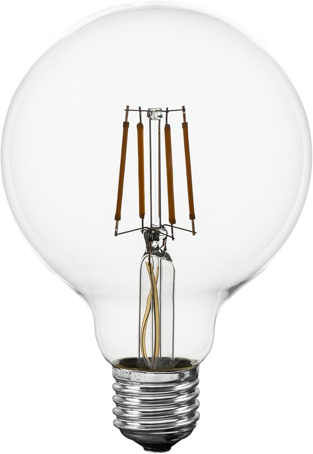 Novelty Lights 4 Pack G95 Edison Style LED Globe Light Bulb, 4 Watt (40 Watt Equivalent) 400 Lumen 5500K Pure White, Dimmable Vintage Filament Globe, E26 Base