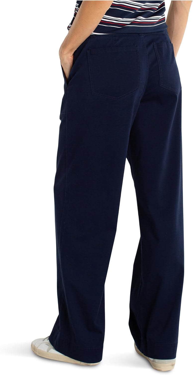 Liverpool Women's Soft Touch Twill Mid-Rise Utility Patch Pocket Wide Leg Pant 31" Inseam