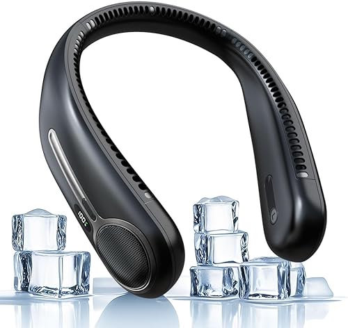 Ventilador de cuello portátil, manos libres, ventilador personal sin aspas, recargable por USB de 6000 mAh, refrigeración de 360, pantalla LED, 4