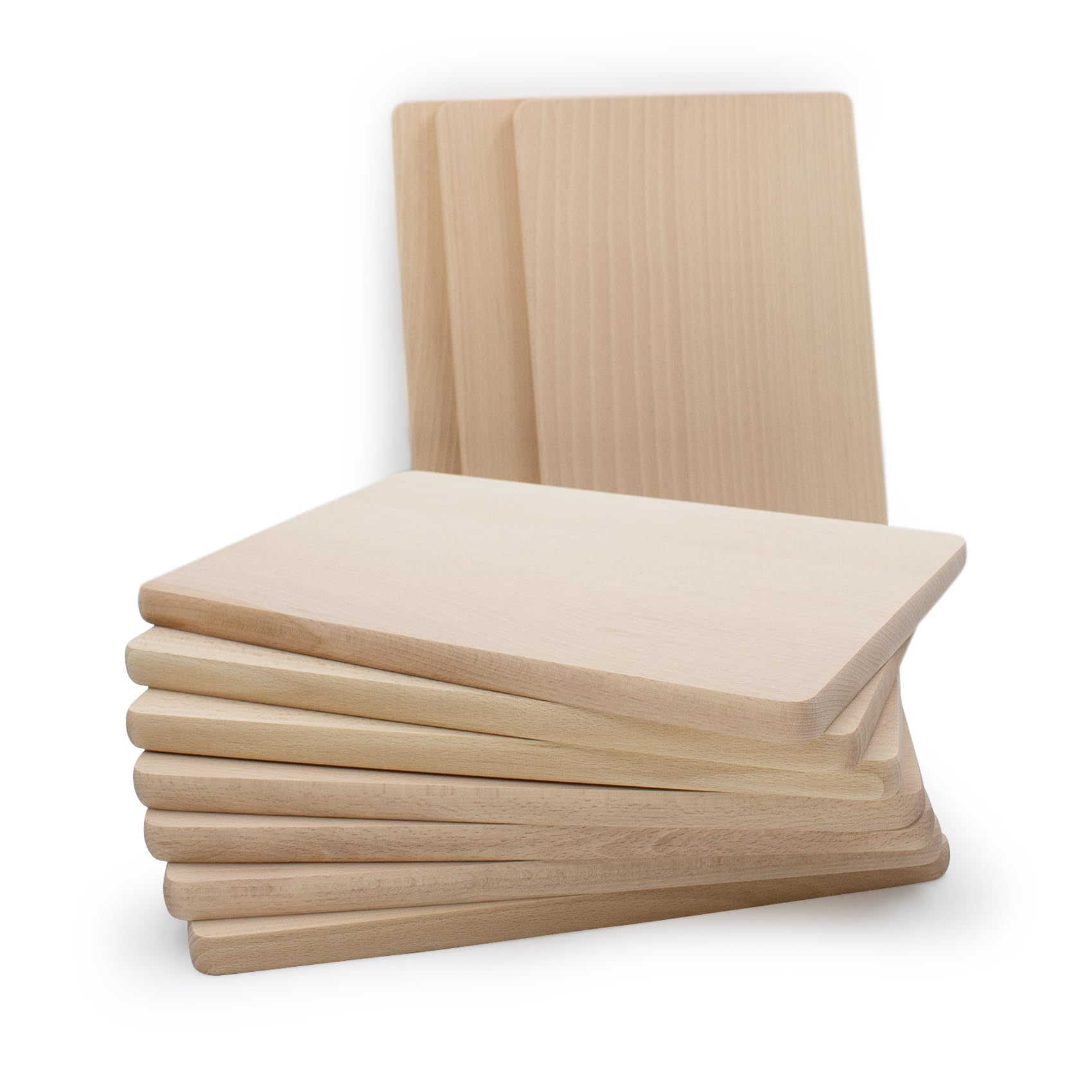 VmG-Store Frühstücksbrettchen Buche 30x22cm Holzbretter roh Schneidebrett massives Buchenholz eckiges Brotzeitbrett aus Naturholz Küchenbrett (20, Groß)