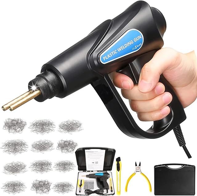 70w Plastic Welding Machine Car Bumper Repair Kit With 600pcs 6 types Staples,Hot Stapler Plastic Welder Repairing Kit,Plastic Welder Gun Repair,Flat/Outside Corner/Inside Corner/Wave Staples