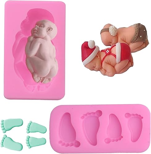 Miniatura 4 de 2 moldes de silicona 3D para bebé, molde de fondant para bebé, moldes de silicona para bebé, fiesta de cumpleaños, pastel, postre de chocolate