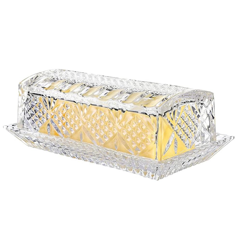 CTRLZS Glass Butter Dish for Countertop Butter Holder Container Plate Covered Keeper Holder Serving Cheese