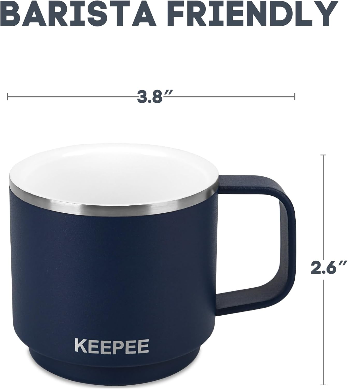 4 oz Stackable Cup with Handle, Vacuum Insulated Espresso Coffee Cup with Ceramic Coating, Stainless Steel, 2 Pack, Navy - Image 4