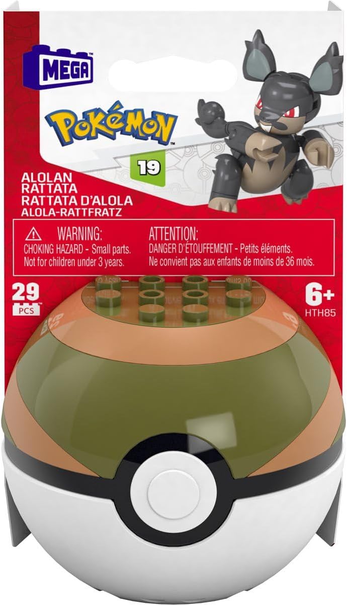 MEGA Pokémon Poké Ball Building Set, Series 19, 6 Figures Including Mudkip, Alolan Meowth, Torchic, Alolan Rattata, Treecko, and Alolan Vulpix FPM00-963K
