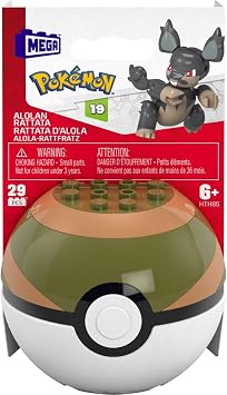 MEGA Pokemon Poke Ball Building Set, Series 19, 6 Figures Including Mudkip, Alolan Meowth, Torchic, Alolan Rattata, Treecko, and Alolan Vulpix FPM00-963K