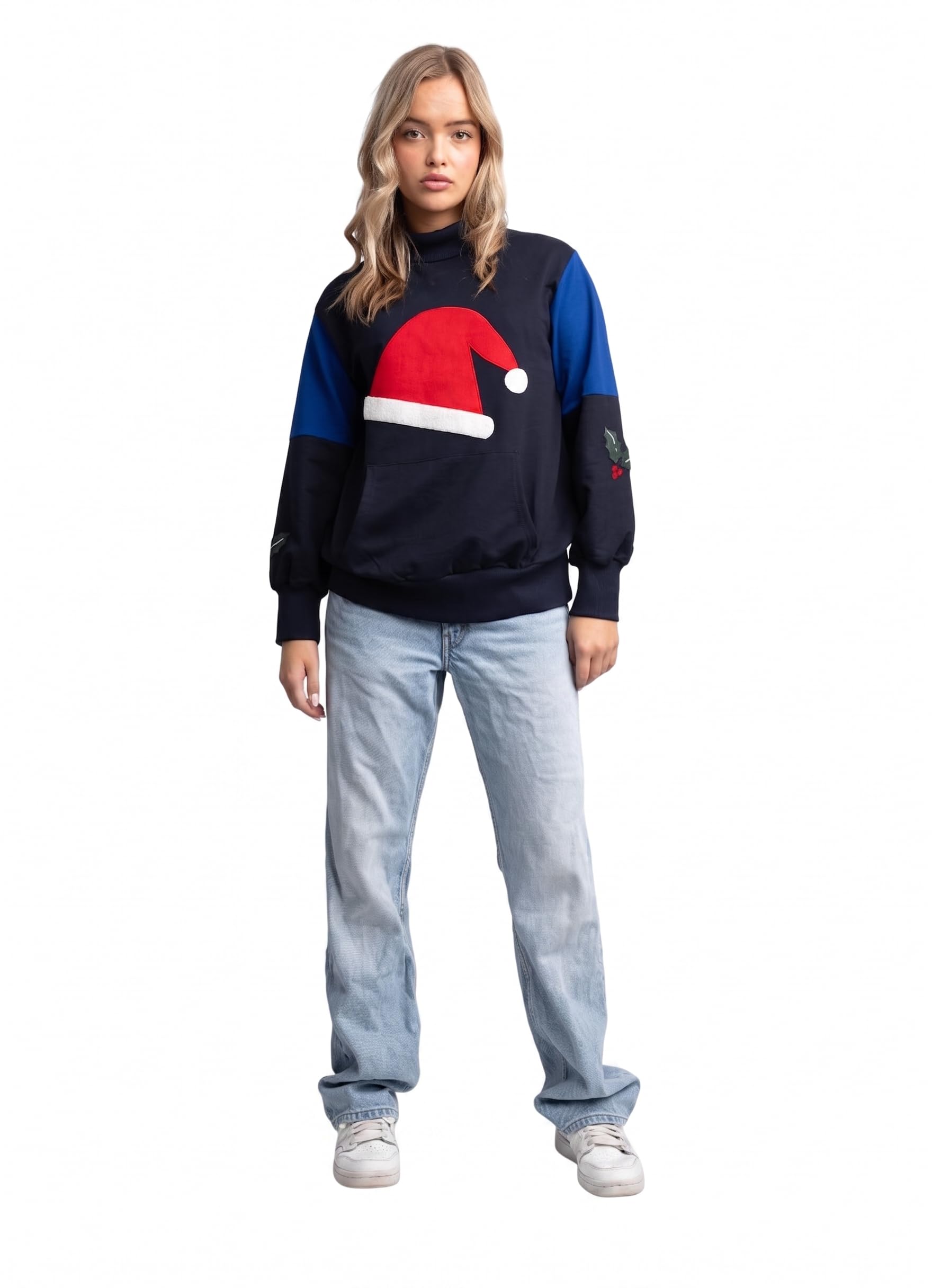 uk clothing Women’s Emboridered Turtle Neck Sweatshirt | Casual Festive Sweatshirt-picture-52