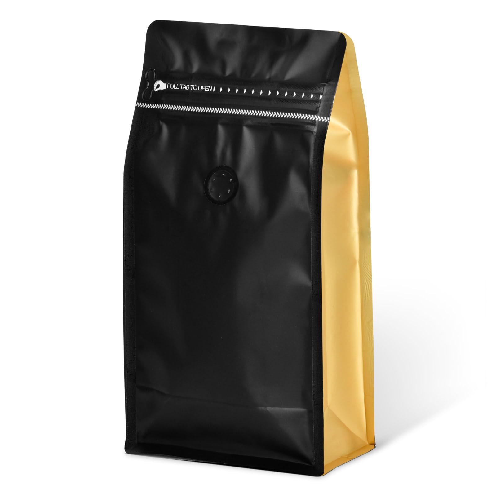 Coffee Bags with Valve(60pcs,16oz,1lb) Vented Coffee Beans Packaging Bags High Barrier Aluminumed Foil Flat Bottom Heat Sealed Side Zipper Resealable Storage Bag for Home or Business（Black+Gold）