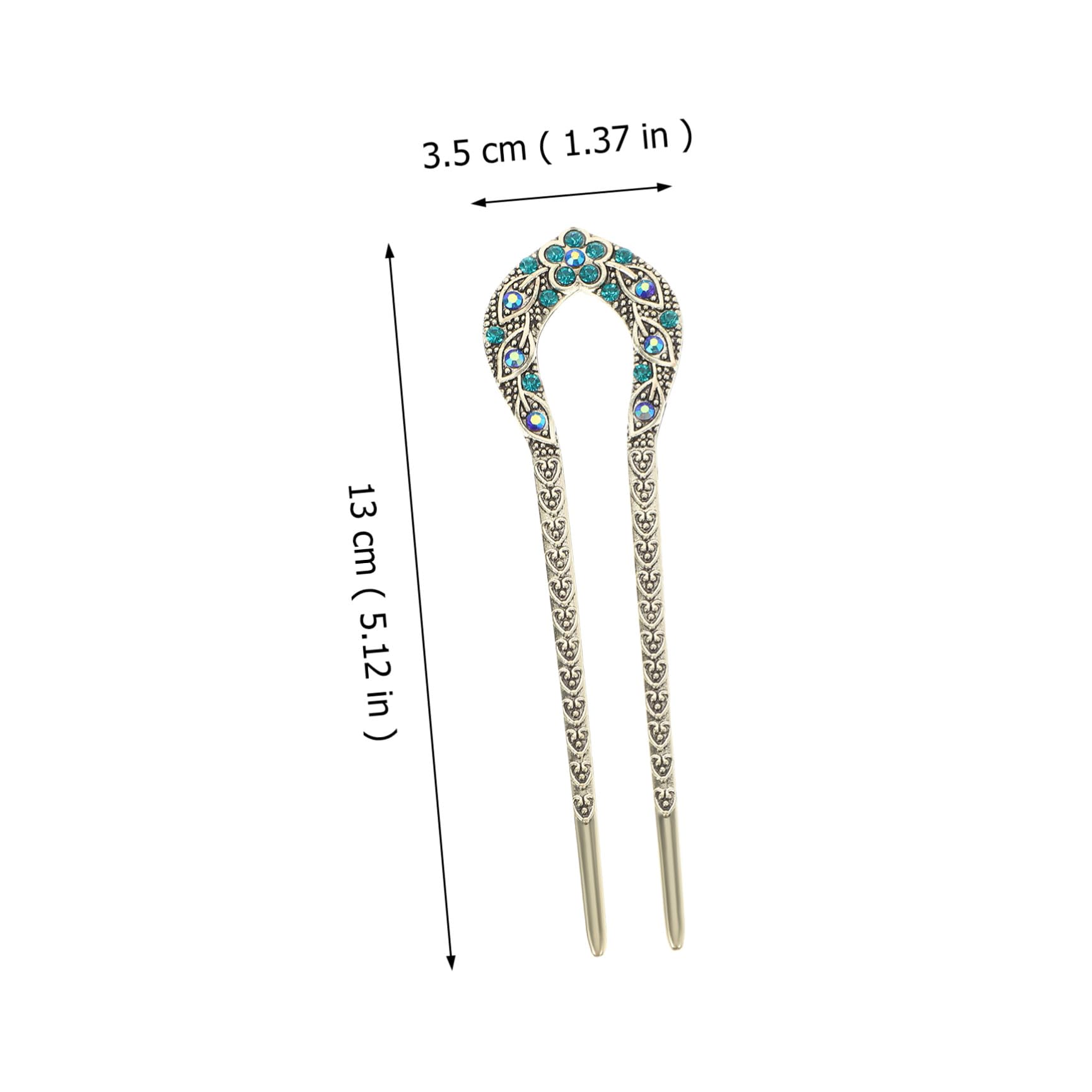 Forcina per Chignon a Doppia Punta Cristalli Incastonati Blu in Lega, Elegante Spilla per Chioma Donna, Accessorio per Feste Estive e Danze
