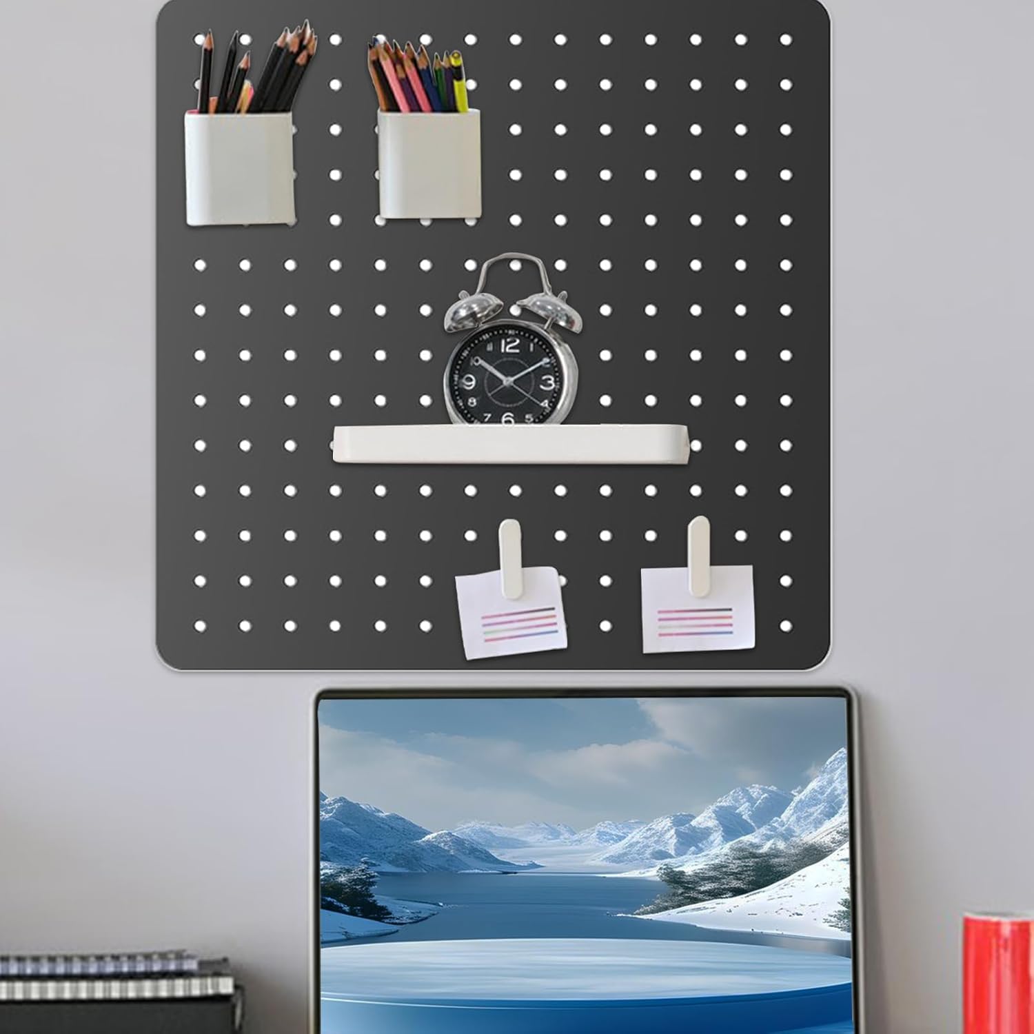 ウォールペグボード,オフィス用 壁掛け収納ボード | 子供 学生向け 省スペース収納 ステーショナリー整理