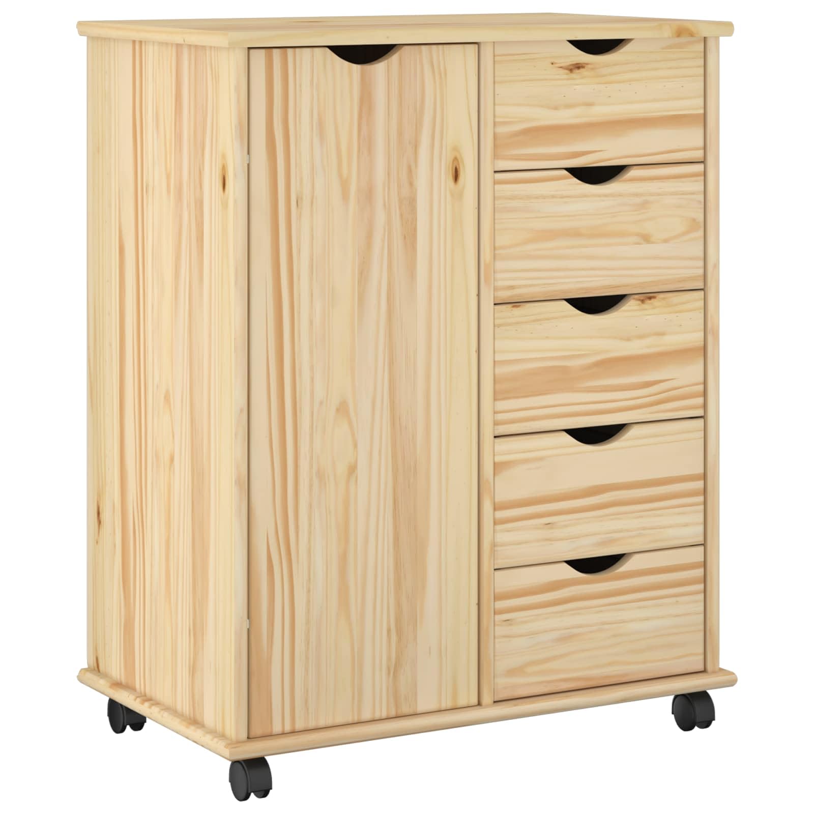 Armoire mobile pour salon et bureau en bois marron à roulettes