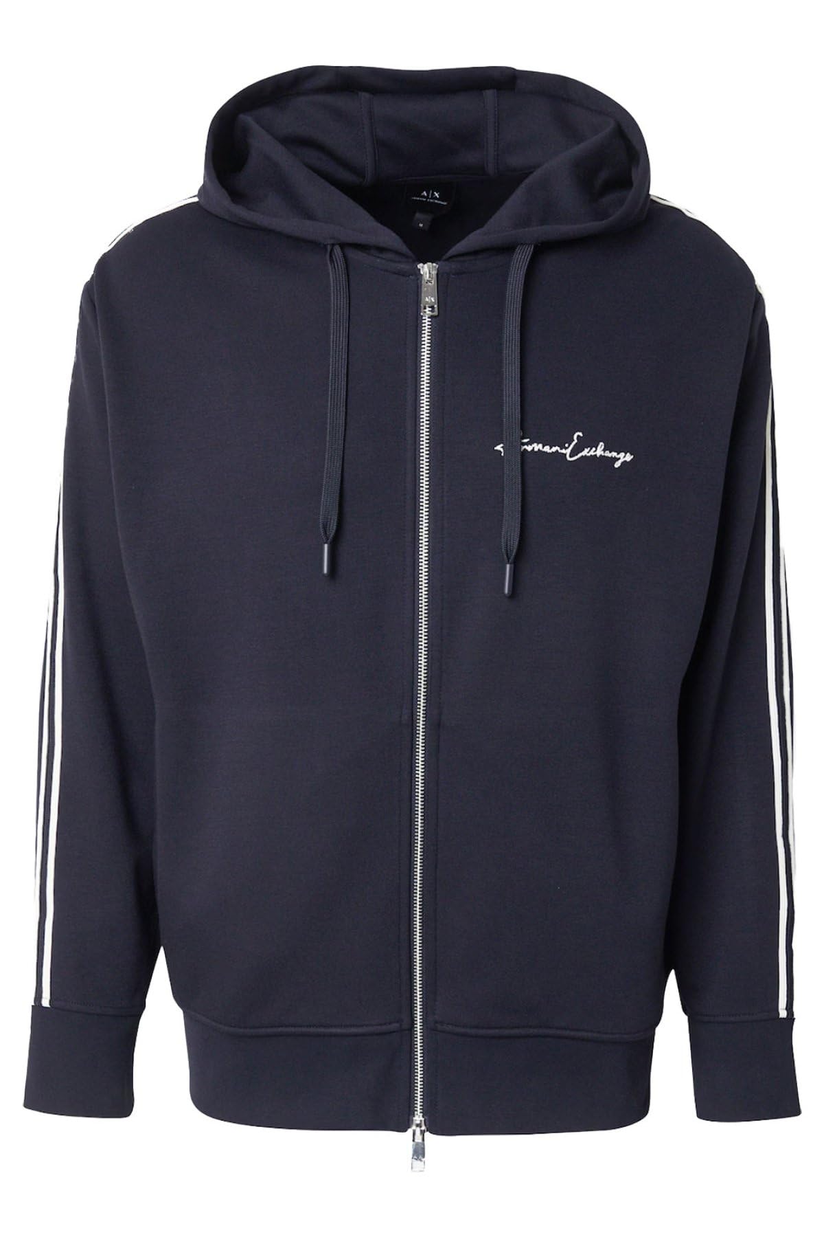 Armani Exchange Men's Signature Logo Stretch Poly Viscose Zip Up Sweatshirt, Deep Navy, Medium