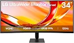 Moniteur LG UltraWide (34U601) 34 po 21:9 incurvé 1800R UltraWide™ QHD (3440x1440) affichage FreeSync Premium, sRGB 99%, HDR10, support inclinable, taux de rafraîchissement de 120Hz