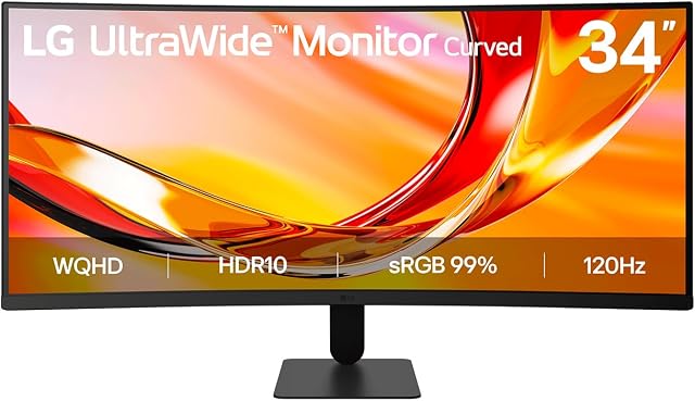 Moniteur LG UltraWide (34U601) 34 po 21:9 incurvé 1800R UltraWide™ QHD (3440x1440) affichage FreeSync Premium, sRGB 99%, HDR10, support inclinable, taux de rafraîchissement de 120Hz