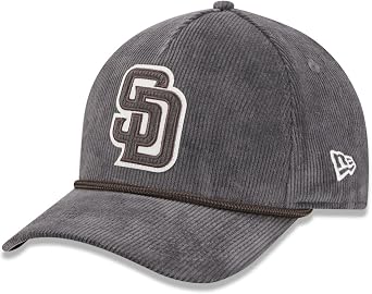 New Era SD San Diego Padres 9FORTY M-Crown Corduroy Snapback Cap, Adjustable Hat Grey