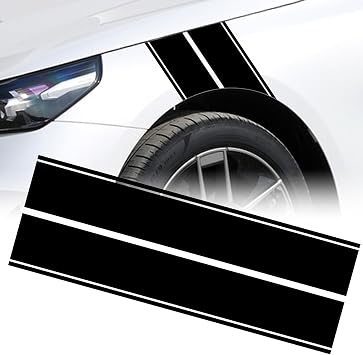 x xotic tech Fender Stripes Hash Marks KK Vinyl Decal Universal for Car Truck Sticker Racing Stripe 11"x23" Black
