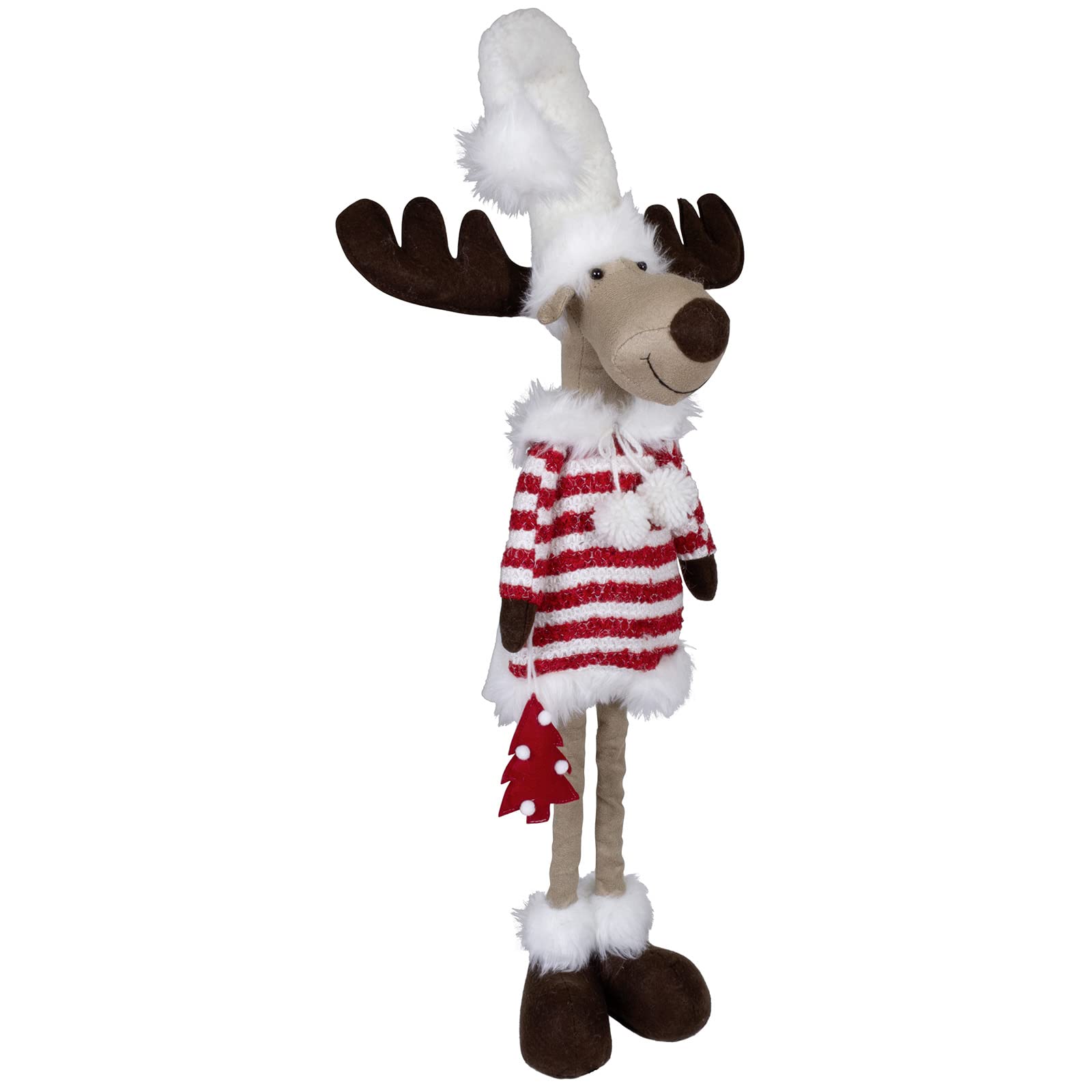 XL Weihnachts-Elch 60cm ausziehbar (80cm) im 2er Set Teleskopbeine Rentier rot-weiß