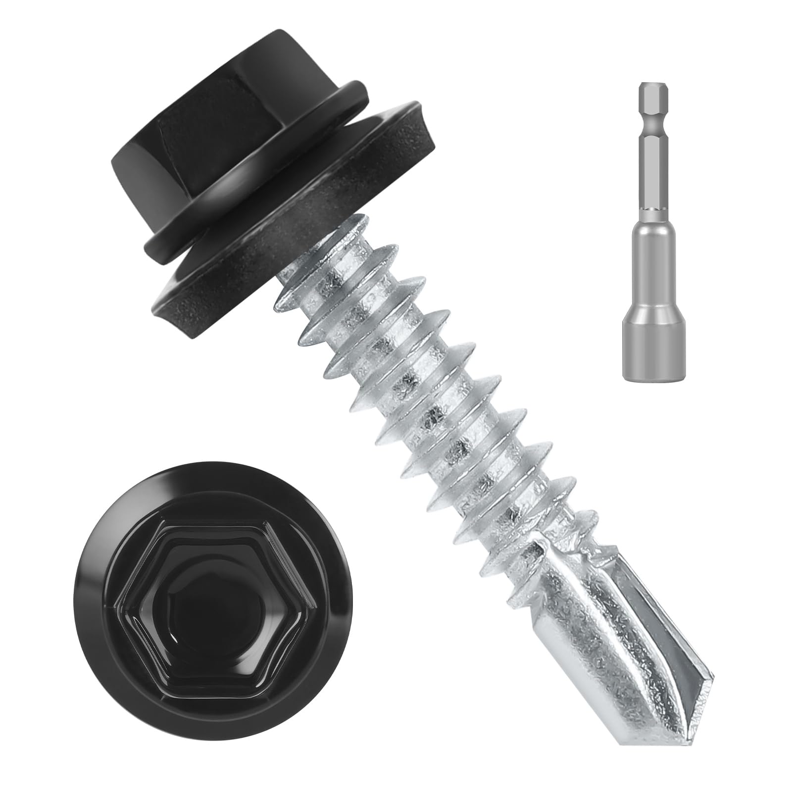 Black Metal Roofing Screws - 50 Pack -13