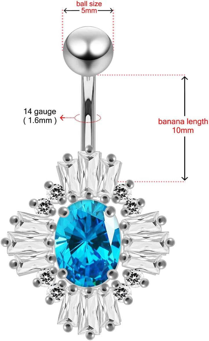 Cz Gemstones Fancy Studded Royal Collections Design 925 Sterling Silver with Stainless Steel Belly Ring - Belly Button jewelry - Navel jewelry