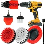 7 Pcs Drill Brush Set All Purpose Power Scrubber Cleaning Kit with Extend Attachment for Bathroom Surfaces, Grout, Floor, Tub, Shower, Tile, Kitchen and Car (Yellow)