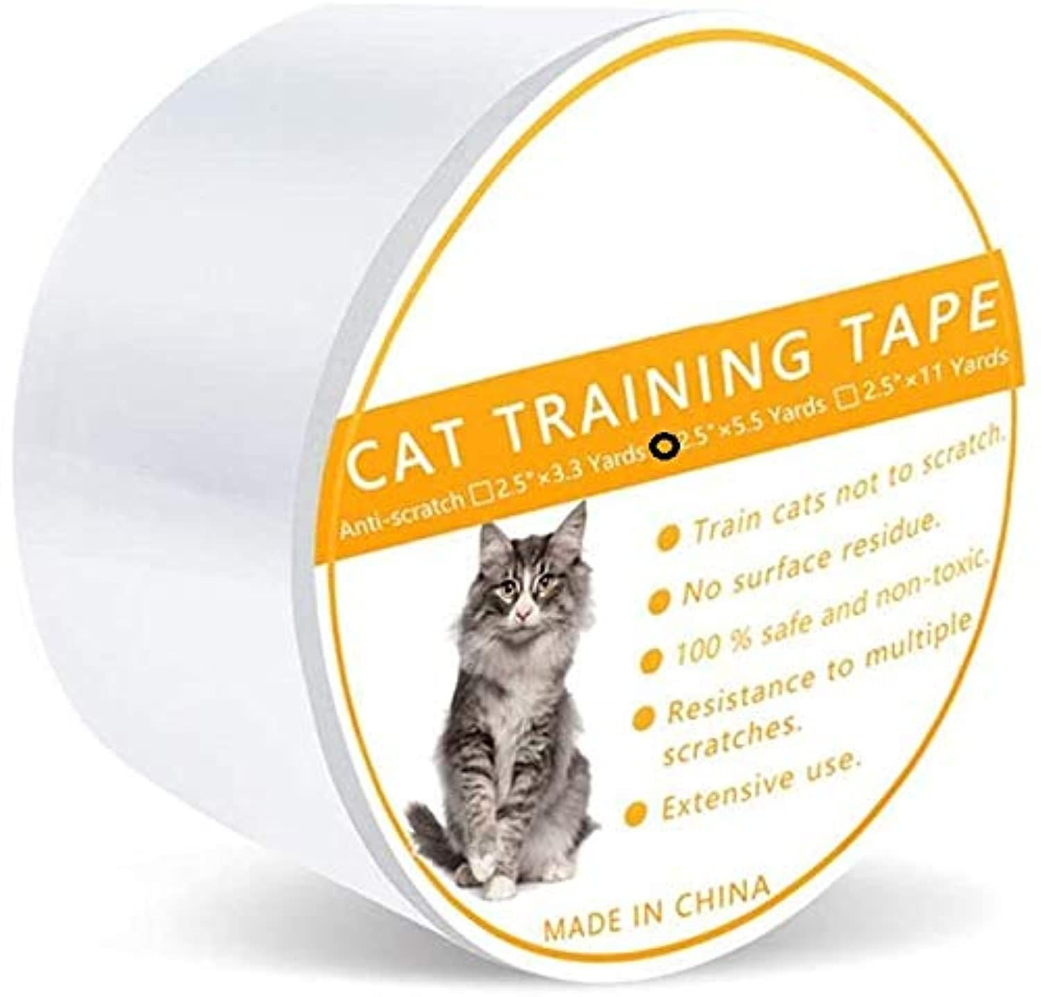 Cat Scratch Clear Double-Sided Deterrent Tape pad sheet,Furniture Protector, Residue, Clear Double Sided Anti Scratch Cat Deterrent Training Tape, Cat Sticky Paws Tape (2.5Inch*5.5Yards)…
