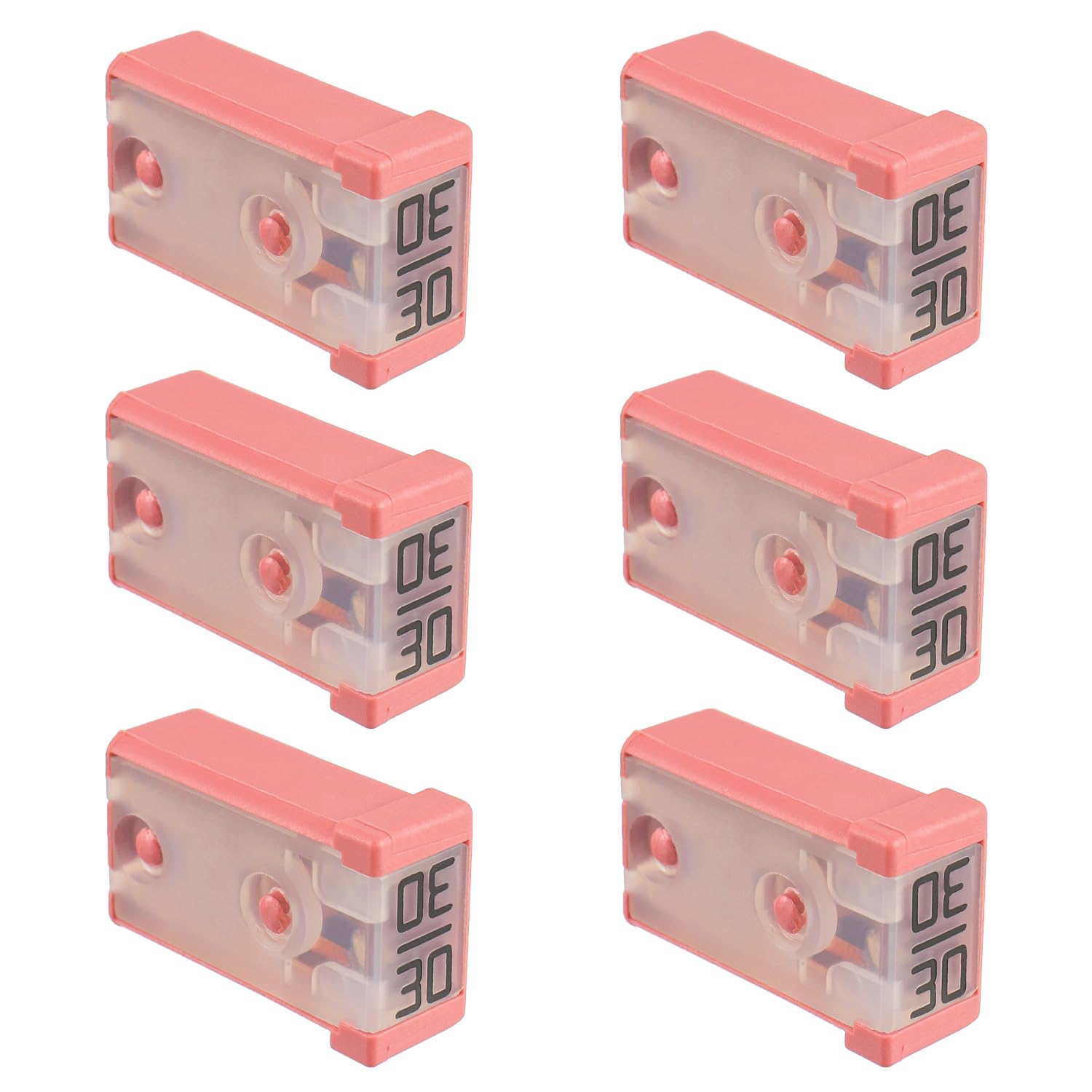 Eplzon Pink 30A 32V Mini Automotive Mcase Shaped Cartridge Fuse Kit(Pack Of 6Pcs,30A)