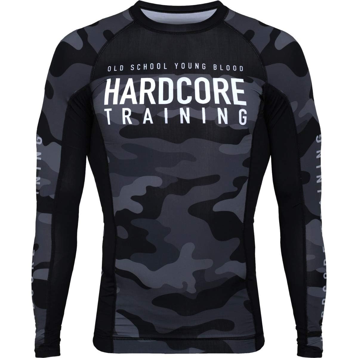 Hardcore Training Rash Guard Mężczyźni Kompresja Koszulka Długi Rękaw BJJ MMA No-Gi Obcisła Grappling Boks (DE/NL/SE/PL, Alfa, M, Regularny, Regularny, czarny szary)