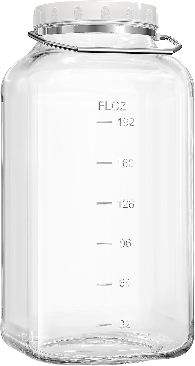 1 Pack 2 Gallon Glass Jar with Lid(7600ML/256 FL Oz), Storage Jars with AIRTIGHT Lid AND Stainless Steel Handle, Wide Mouth Glass Flour Sugar Storage Containers with Scale Mark for Flour, Sugar 1 Pack 2 Gallon Glass Jar with Lid(7600ML/256 FL Oz), Storage Jars with AIRTIGHT Lid AND Stainless Steel Handle, Wide Mouth Glass Flour Sugar Storage Containers with Scale Mark for Flour, Sugar