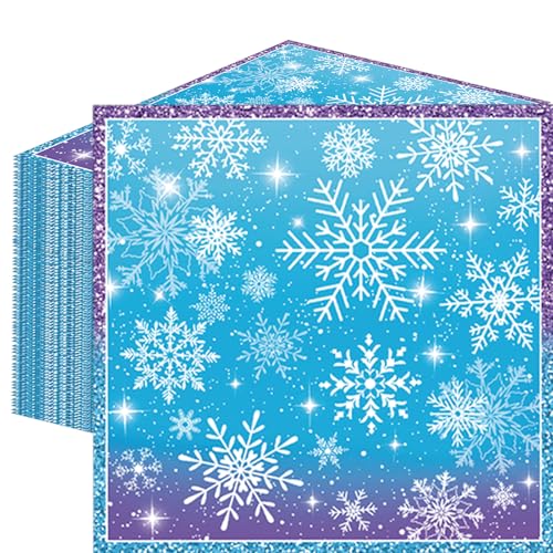 50 Count Snowflake Winterland Paper Napkins...