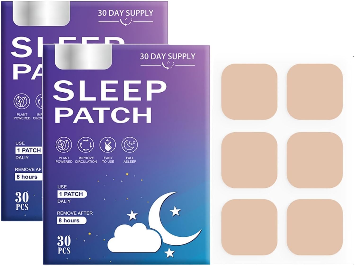 60Pcs Natural Sleep Patches for Adults,Sleep Aid with Anxiety & Stress Relief,Calming Patches for Deep Sleep,Skin Friendly Sleep Support Stickers,Natural Sleep Aids for Adults Improve Quality Sleep
