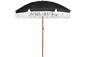 Best Black and White Umbrellas: 7ft AMMSUN Patio Umbrella with Fringe