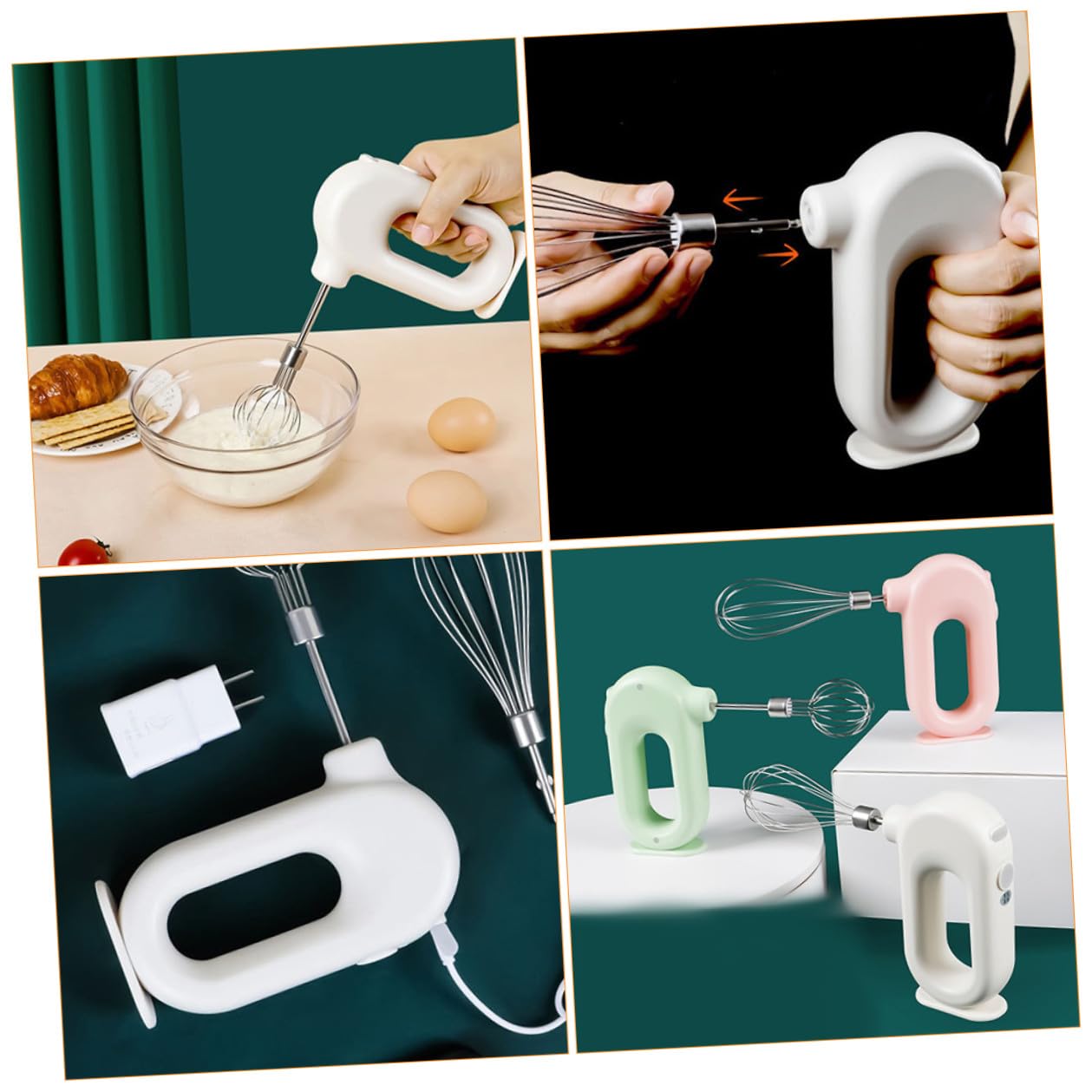 Sbattitore Elettrico Portatile Ricaricabile Bianco da Cucina