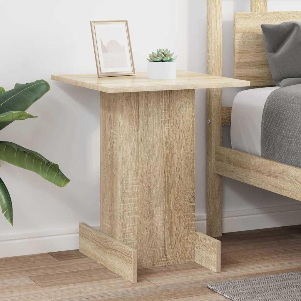 Générique Beistelltisch aus Holz, Sonoma-Eiche, 44,5 x 45 x 55 cm | Aufbewahrung von Regalfächern, minimalistisches Design, ideal für Wohnzimmer, Sofa, Pflege mit feuchtem Tuch