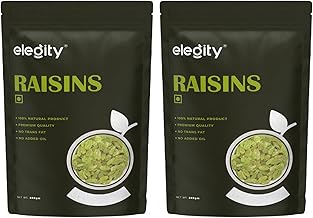 Elegity Plain Seedless Raisins Pouch 500 gm (Pack of 2) | Dried Grapes (Kishmish) | Nutritious, Delicious Snack | Source of Fibre in Nuts | No Preservatives in Dry Fruit