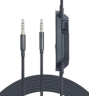 Yaowanguan Inline Remote Control Chat Cable for HyperX Cloud Alpha (HX-HSCA-RD/EM) Cloud Flight/Cloud MIX Gaming Headsets(1.5m/5 feet, Replacement Black Nylon Braided Audio Mode Switching Cable Wire)