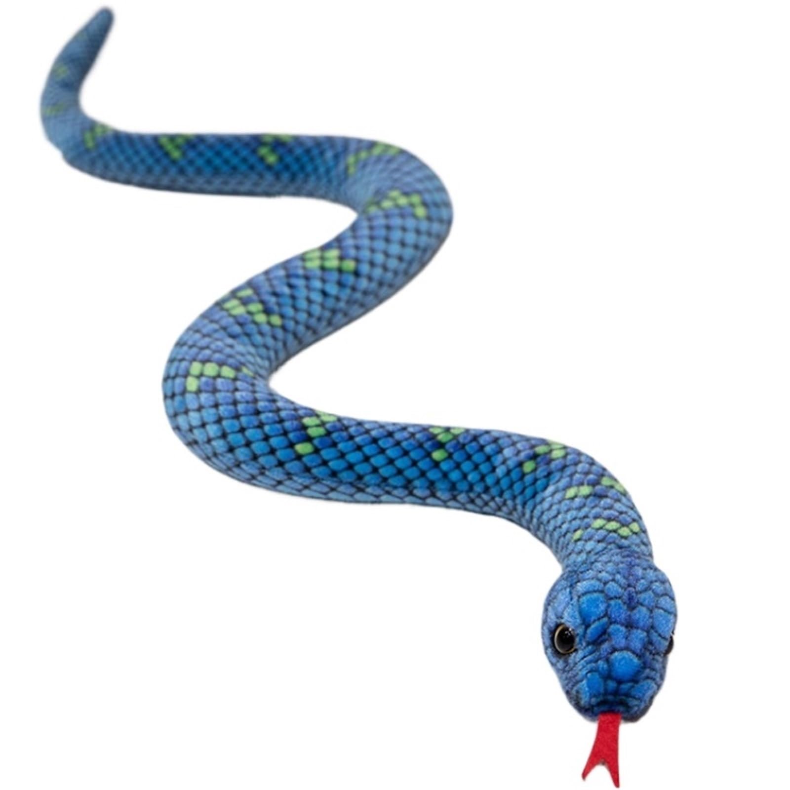 KUKUShining Snakes Plush, Realistic Soft Stuffed Animals Dolls Toys Cute Plushie For Halloween Favors Decoration Prank Props(Blue,50cm/19.8in)